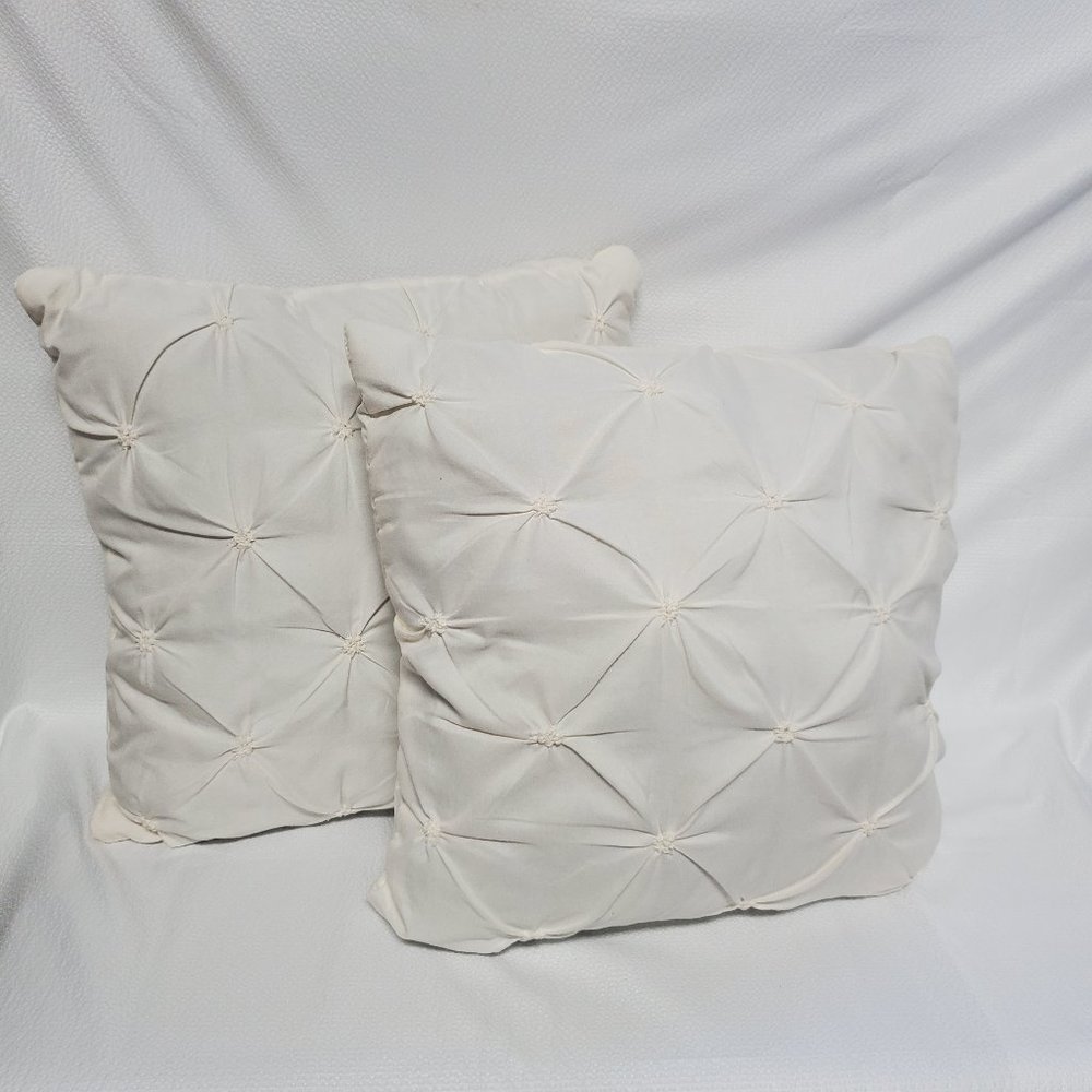 Set of 2 Cream Pinch Pleat Accent Pillows